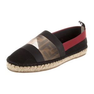 FENDI Zucca FF Logo Leather Espadrilles